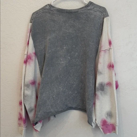 Upcycled Nirvana Gray and Pink Tie-Dye Sweatshirt NWOT - Picture 7 of 13
